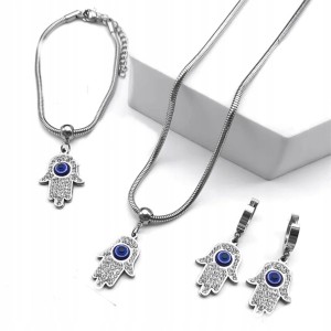 Komplet tureckiej biżuterii oko proroka Hamsa amulet evil eye prezent 63