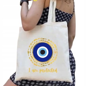 Torba turecka Oko Proroka Evil Eye płócienna tkanina na zakupy plażę 94