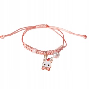 Bransoletka sznurkowa różowa królik króliczek prezent 270