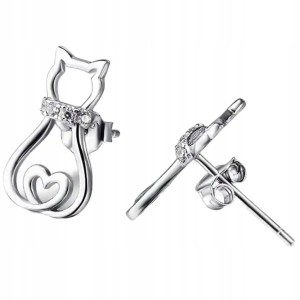 Kolczyki kot kotek kotki posrebrzana na sztyft eleganckie prezent 110