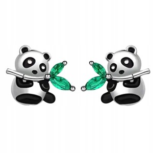 Kolczyki panda pandy posrebrzane zapinane na sztyft prezent 109