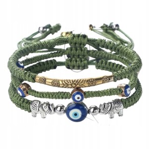Bransoletka Oko Proroka słoń bransoletki zestaw 3 szt. komplet prezent 268