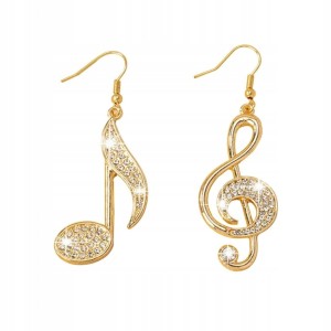 Kolczyki wiszące długie nuta klucz wiolinowy asymetryczne prezent 108