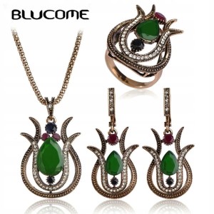 Komplet biżuterii tureckiej tulipany wisiorek pierścionek kolczyki 8 nr 17