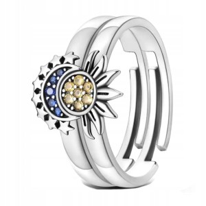 Zestwaw dwóch pierścionków pierścionki słońce księżyn prezent 76