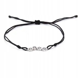 Bransoletka kot kotek łapki kota ślady kotka sznurkowa czarna 259