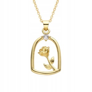 Wisiorek róża łańcuszek zawieszka pozłacany prezent na walentynki 143