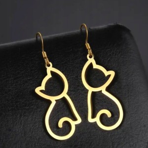 Kolczyki kot kotek kotki pozłacane wiszące eleganckie prezent 93
