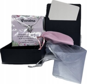 Wisiorek zestaw dla Babci na Dzień Babci posrebrzany serce prezent 135
