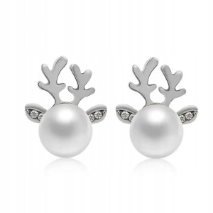 Świąteczne kolczyki Renifery Reniferki perełki gwiazdka Mikołaj prezent 62