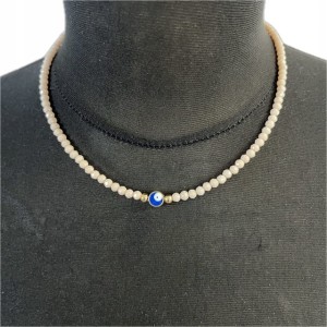 Naszyjnik wisiorek turecki Oko Proroka Evil Eye pudrowy róż prezent 126