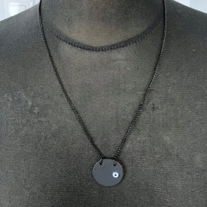 Wisiorek męski turecki Oko Proroka Evil Eye oryginalny czarny stal 123