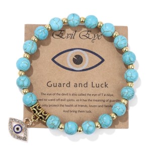 Bransoletka turecka Oko Proroka Evil Eve amulet z koralików turkusowa 16