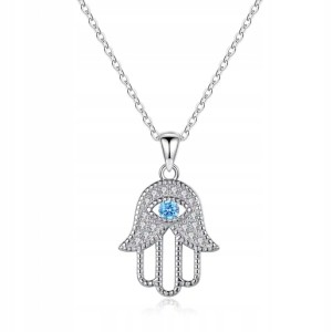 Wisiorek turecki Hamsa naszyjnik amulet Ręka Fatimy łańcuszek zawieszka 88