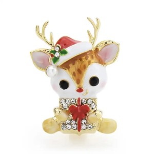 Świąteczna broszka przypinka Renifer Gwiazdka Boże Narodzenie pozłacana 31