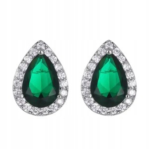 Posrebrzane kolczyki Hurrem zielone eleganckie sztyft 23