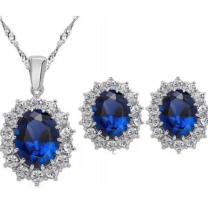 Komplet biżuterii naszyjnik kolczyki Hurrem Wspaniałe Stulecie szafirowy 2