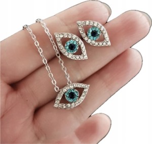 Komplet biżuterii tureckiej Oko Proroka amulet wisiorek kolczyki 38