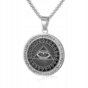 Wisiorek łańcuszek z zawieszką naszyjnik męski oko Evil amulet masoneria 10