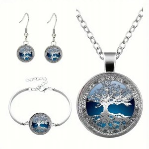 Komplet biżuterii drzewo życia drzewko wisiorek kolczyki bransoletka 16