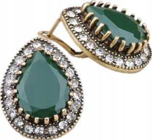 Kolczyki tureckie Hurrem Wspaniałe Stulecie zielone złote zapinane 45