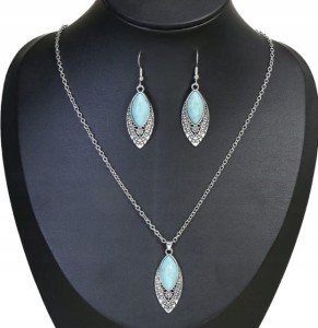 Komplet biżuterii tureckiej posrebrzany wisiorek kolczyki prezent 45