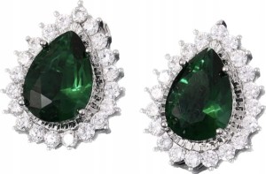 Klipsy zielone tureckie srebrne eleganckie duże świąteczne prezent 89