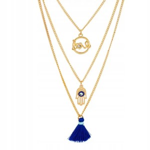 Wisiorek turecki Hamsa Oko Proroka pozłacany naszyjnik łańcuszek love 55