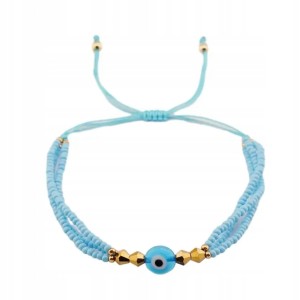 Turecka sznurkowa bransoletka Oko Proroka Evil Eye niebieska prezent 18