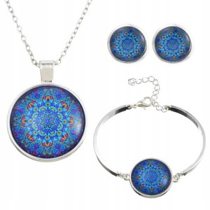 Komplet biżuterii tureckiej amulet wisiorek kolczyki bransoletka 4