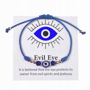 Bransoletka turecka Oko Proroka Evil Eye amulet granatowa sznurkowa 242