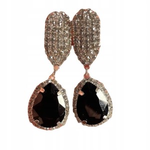 Kolczyki wiszące Hurrem czarne srebrne eleganckie na wesele karnawał 6