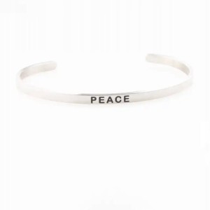 Posrebrzana bransoletka z napisem grawer PEACE 62