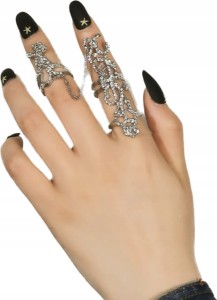 Pierścionek na dwa palce orientalny srebrny 13