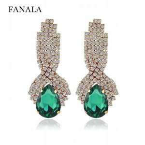 Kolczyki Hurrem wiszące cyrkonie zielone zieleń 1