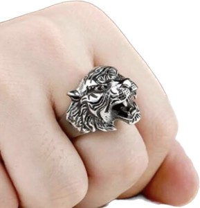 Posrebrzany sygnet męski tygrys 8 nr 18