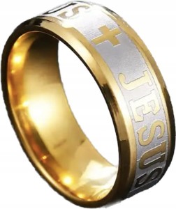 Obrączka męska pozłacana Jezus Jesus 6 nr 31