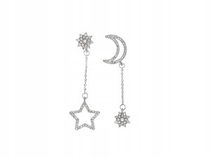 Kolczyki wiszące gwiazda i półskiężyc cyrkonie 36