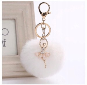 Breloczek brelok baletnica tancerka balet pompon biały prezent zawieszka 25