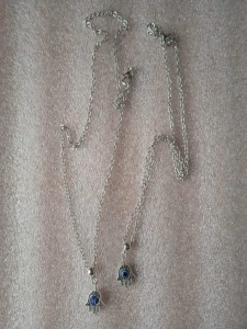 Srebrny łańcuszek naszyjnik oko evil eye hamsa 4