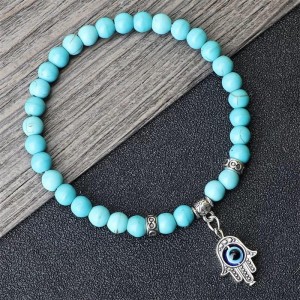 Miętowa bransoletka oko proroka hamsa 40