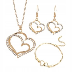 Komplet biżuterii serca w kolorze złotym 52