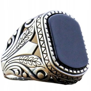 Sygnet męski turecki posrebrzany czarny 9 nr 44