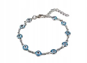 Posrebrzana bransoletka turecka oko proroka evil eye amulet prezent 108