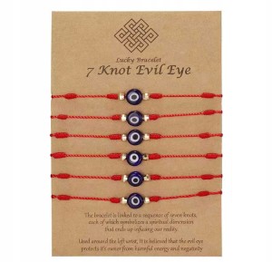 Bransoletka sznurkowa Oko Proroka zestaw 6 szt. czerwona 49