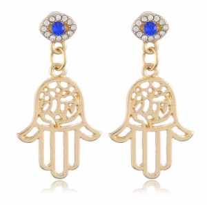 Kolczyki pozłacane hamsa ręka fatimy evil eye 21