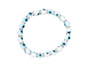 Biała bransoletka koraliki oko proroka 142