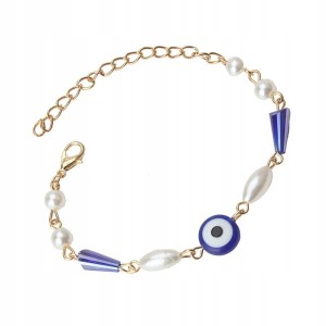 Pozłacana bransoletka oko proroka perłowa 99