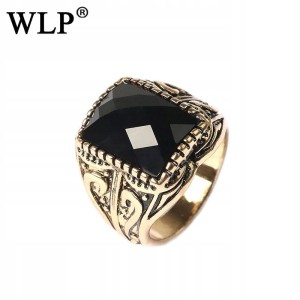 Pozłacany sygnet pierścień męski czarny 7 nr 6