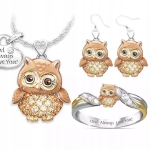 Komplet naszyjnik kolczyki sowa size 6 nr 40